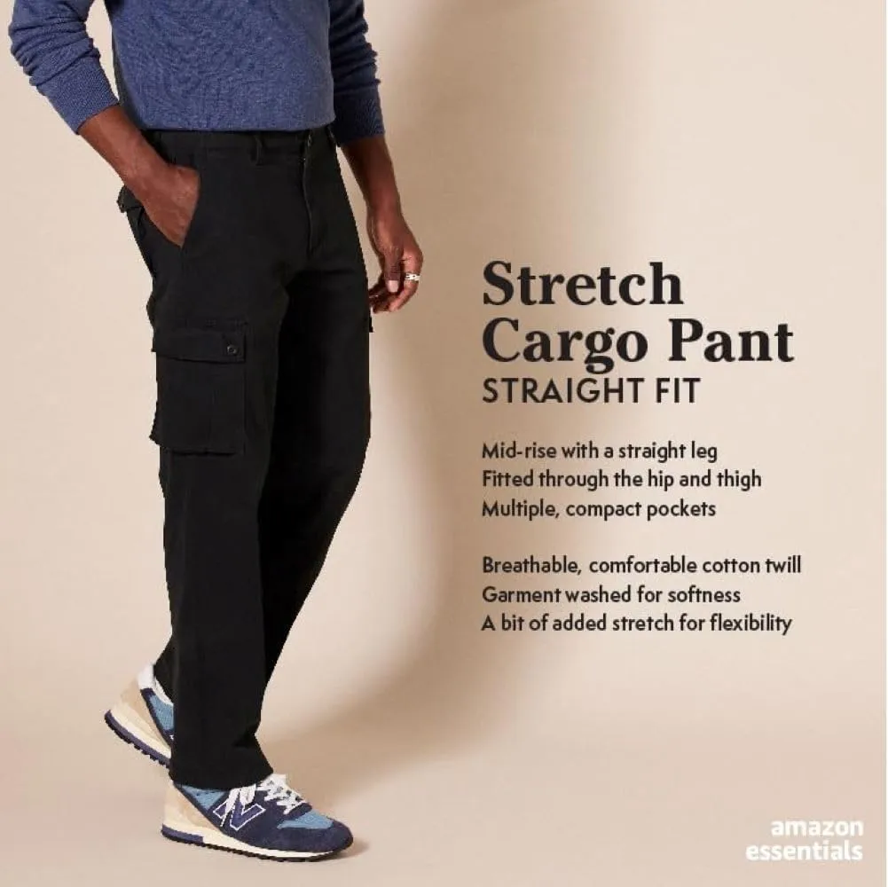 Amazon Essentials Men's Straight-Fit Stretch Cargo Pant (Available in Big & Tall)