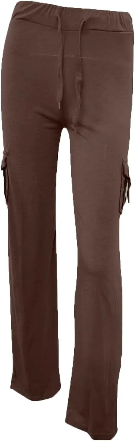 Cargo Yoga Pants for Women Plus Size High Waist Wide Leg Lounge Trousers Bootcut Flare Yoga Pant with Multi Pockets