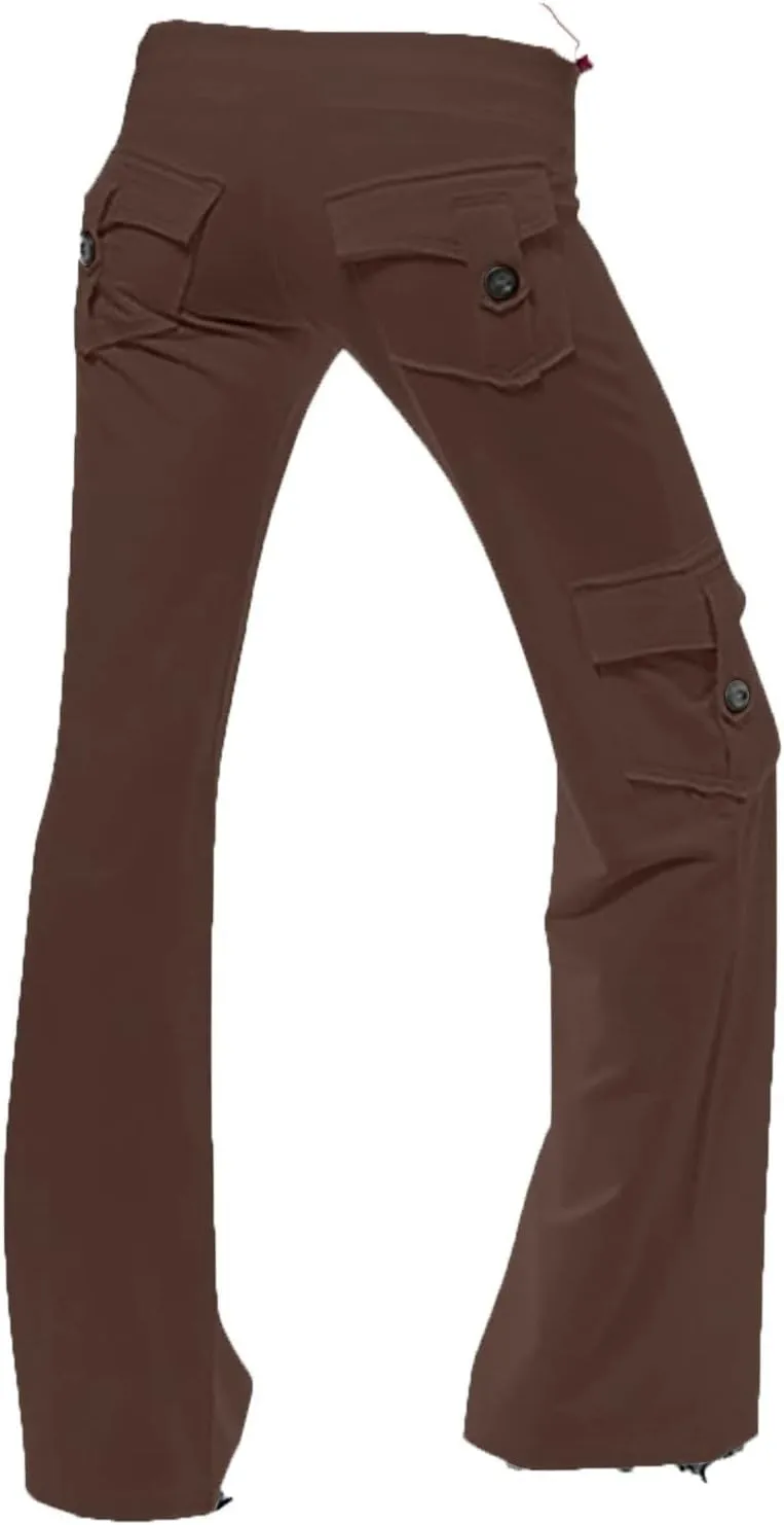 Cargo Yoga Pants for Women Plus Size High Waist Wide Leg Lounge Trousers Bootcut Flare Yoga Pant with Multi Pockets