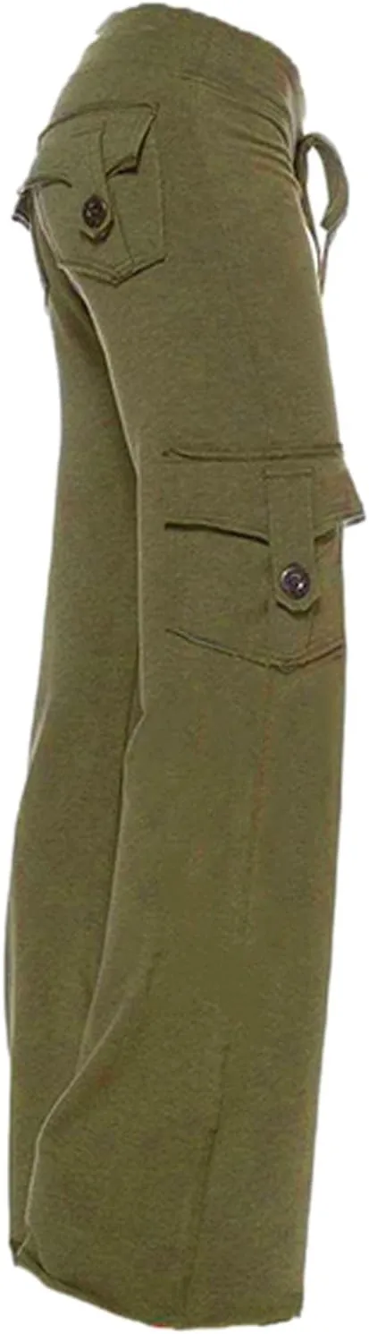 Cargo Yoga Pants for Women Plus Size High Waist Wide Leg Lounge Trousers Bootcut Flare Yoga Pant with Multi Pockets