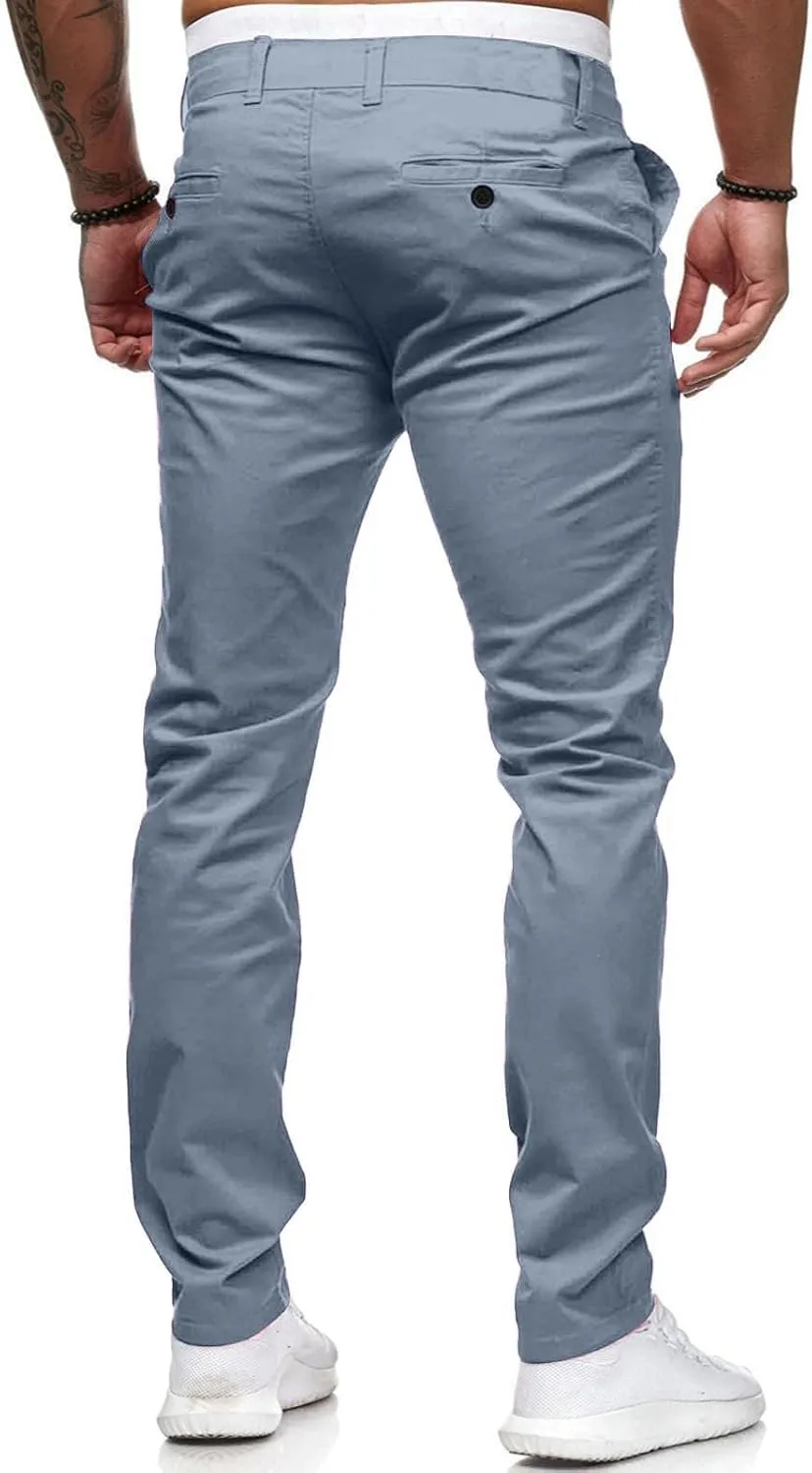 Chinos Pants Men Slim Fit Stretch Dress Pants Flat Front Sweat Pant Slacks Tapered Straight Fit Travel Pants Trousers