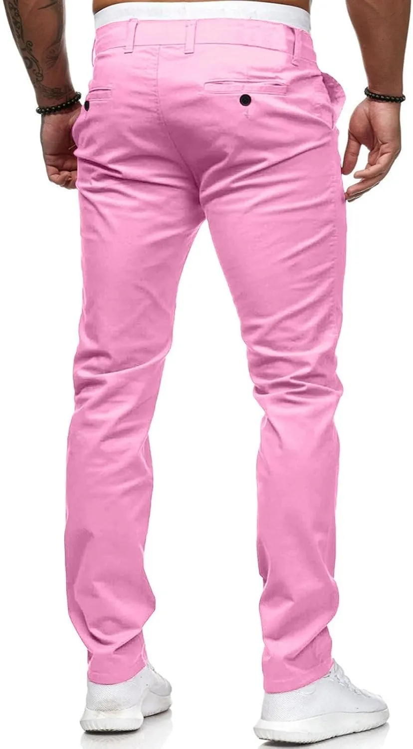 Chinos Pants Men Slim Fit Stretch Dress Pants Flat Front Sweat Pant Slacks Tapered Straight Fit Travel Pants Trousers