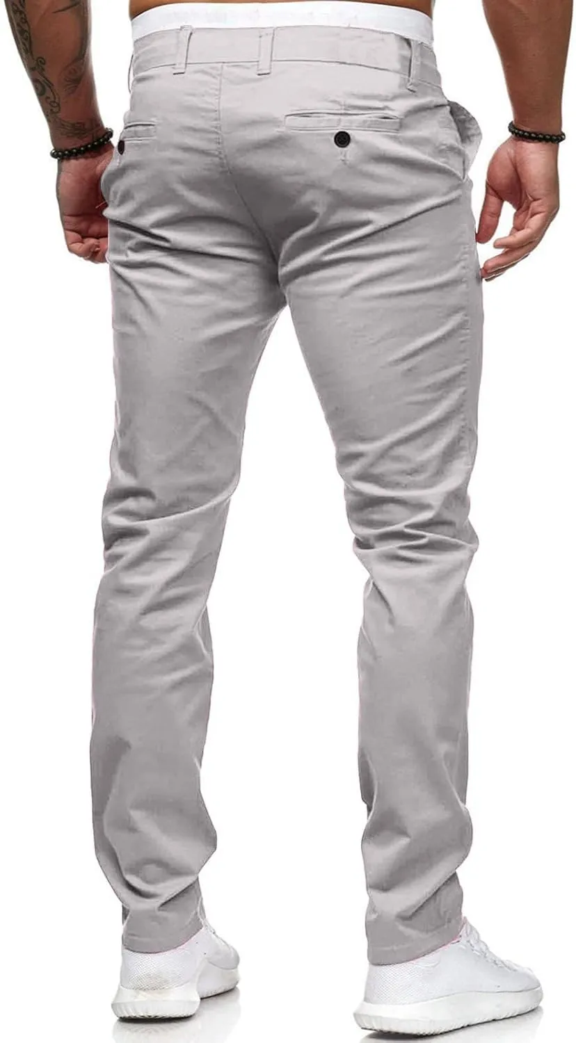 Chinos Pants Men Slim Fit Stretch Dress Pants Flat Front Sweat Pant Slacks Tapered Straight Fit Travel Pants Trousers