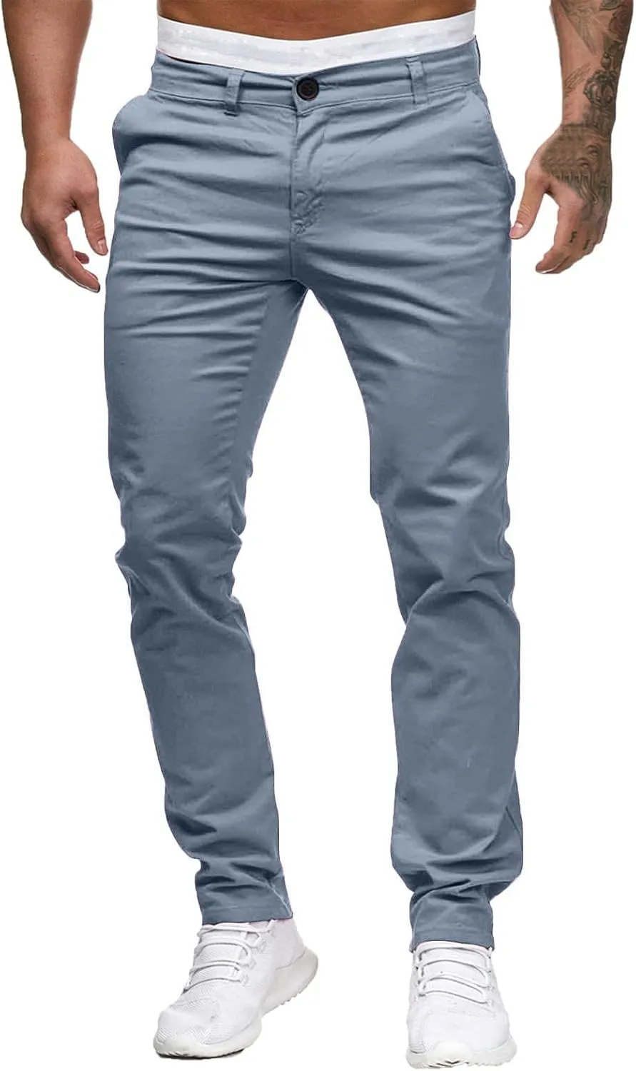 Chinos Pants Men Slim Fit Stretch Dress Pants Flat Front Sweat Pant Slacks Tapered Straight Fit Travel Pants Trousers