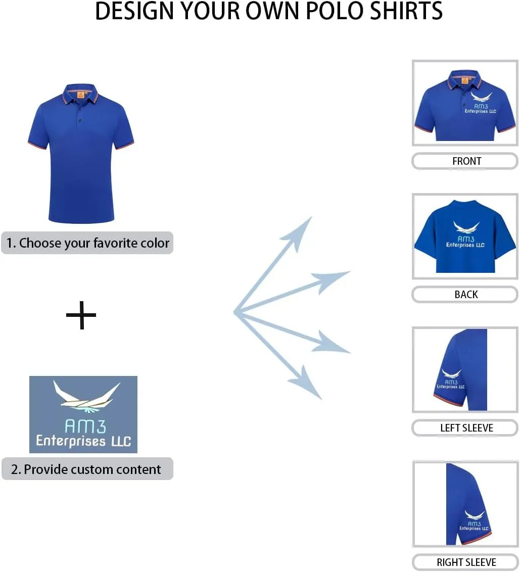 Custom Polo Shirts Design Your Own Personalized Golf Shirt with Logo/Text/Image for Men/Women