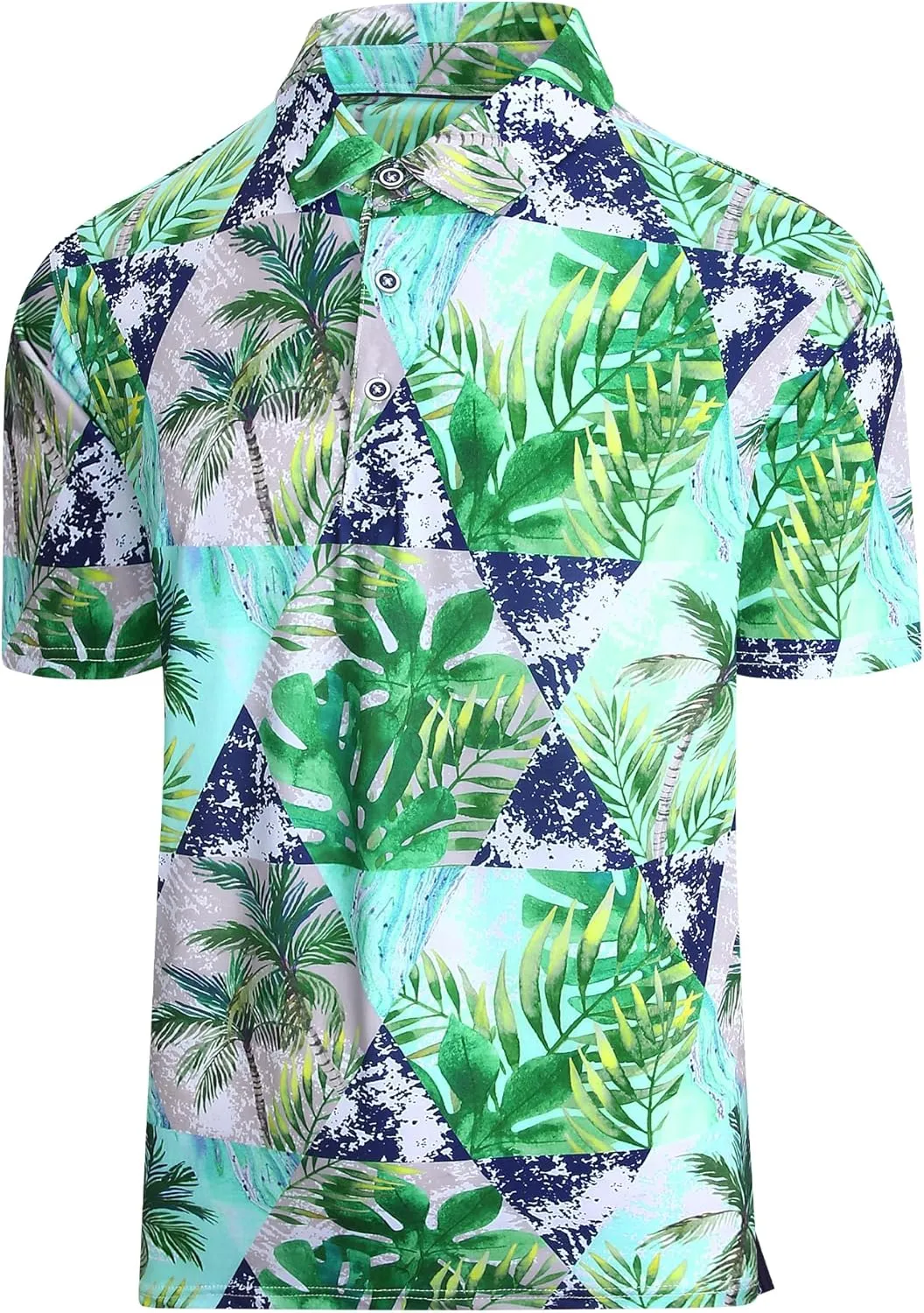 Damipow Mens Golf Shirts Dry Fit Polo Shirts Moisture Wicking Short Sleeve Hawaiian Polo Shirt