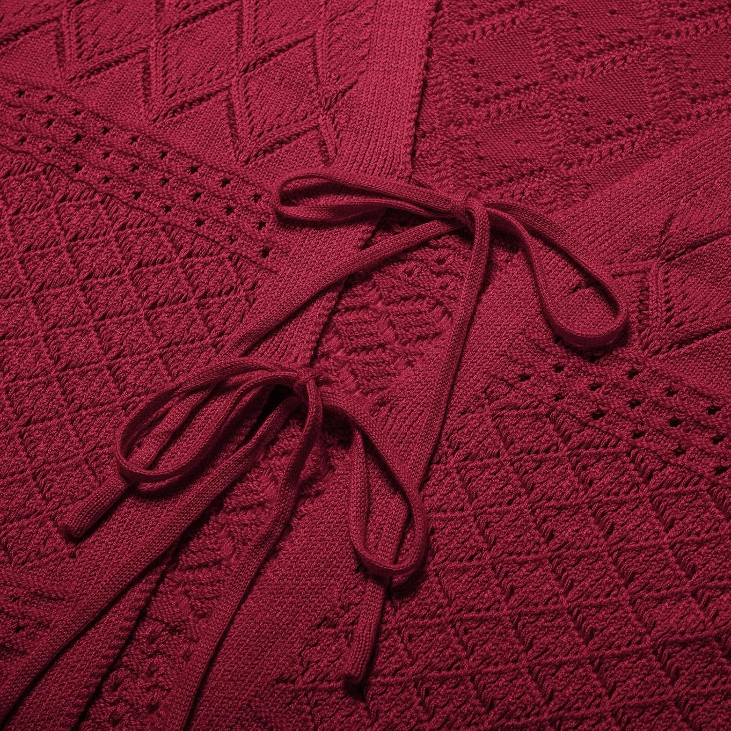 GRACE KARIN Tie Front Cardigan for Women Lightweight 3/4 Sleeve 2025 Summer Crochet Knit Bolero Shrug Sweater Top