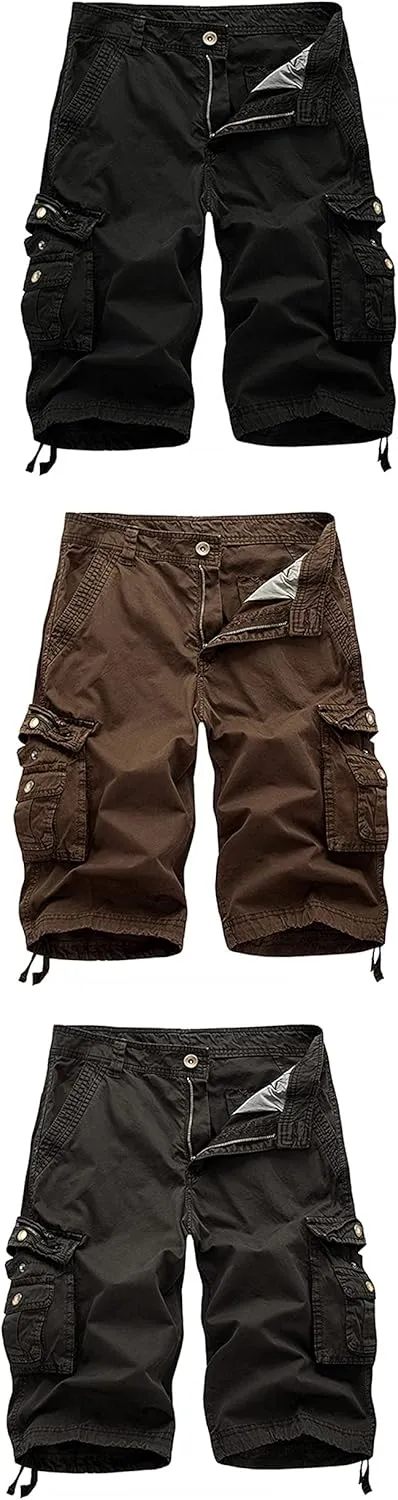Kaxiya2021 Men's Cargo Shorts Summer Relaxed Fit Multi-Pocket Beach Shorts Lightweight Twill Outdoor Cotton Short Pants