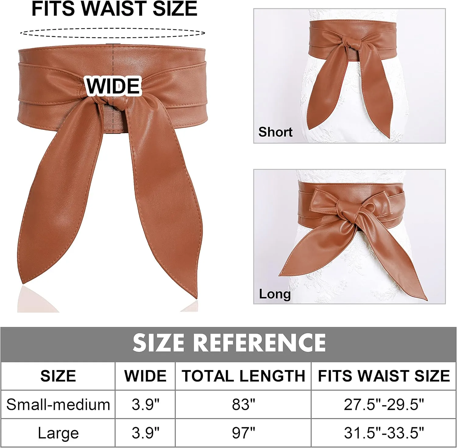 Lovful Wide Wrap Belt for Women,Cinch Obi Belts for Dress,Solid Color Long Waist Belt