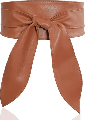 Lovful Wide Wrap Belt for Women,Cinch Obi Belts for Dress,Solid Color Long Waist Belt