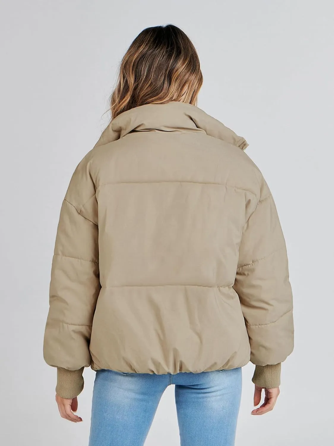 MEROKEETY Women's 2025 Winter Long Sleeve Zip Puffer Jacket Pockets Baggy Short Coats