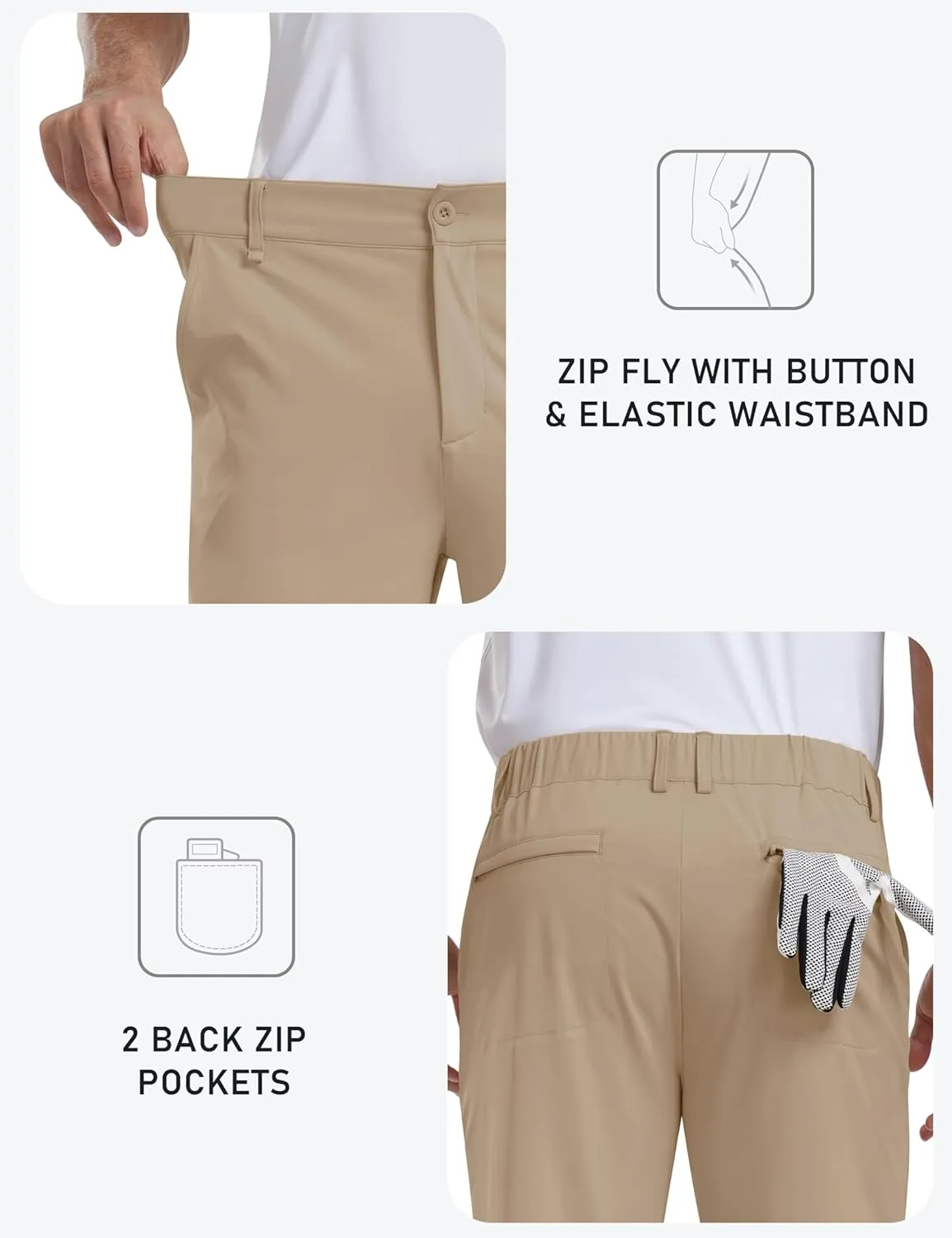 MoFiz Mens Golf Pant Joggers Stretch Pants 30"/32" Quick Dry Comfy Lightweight Casual Athletic Pant Trousers with Pockets