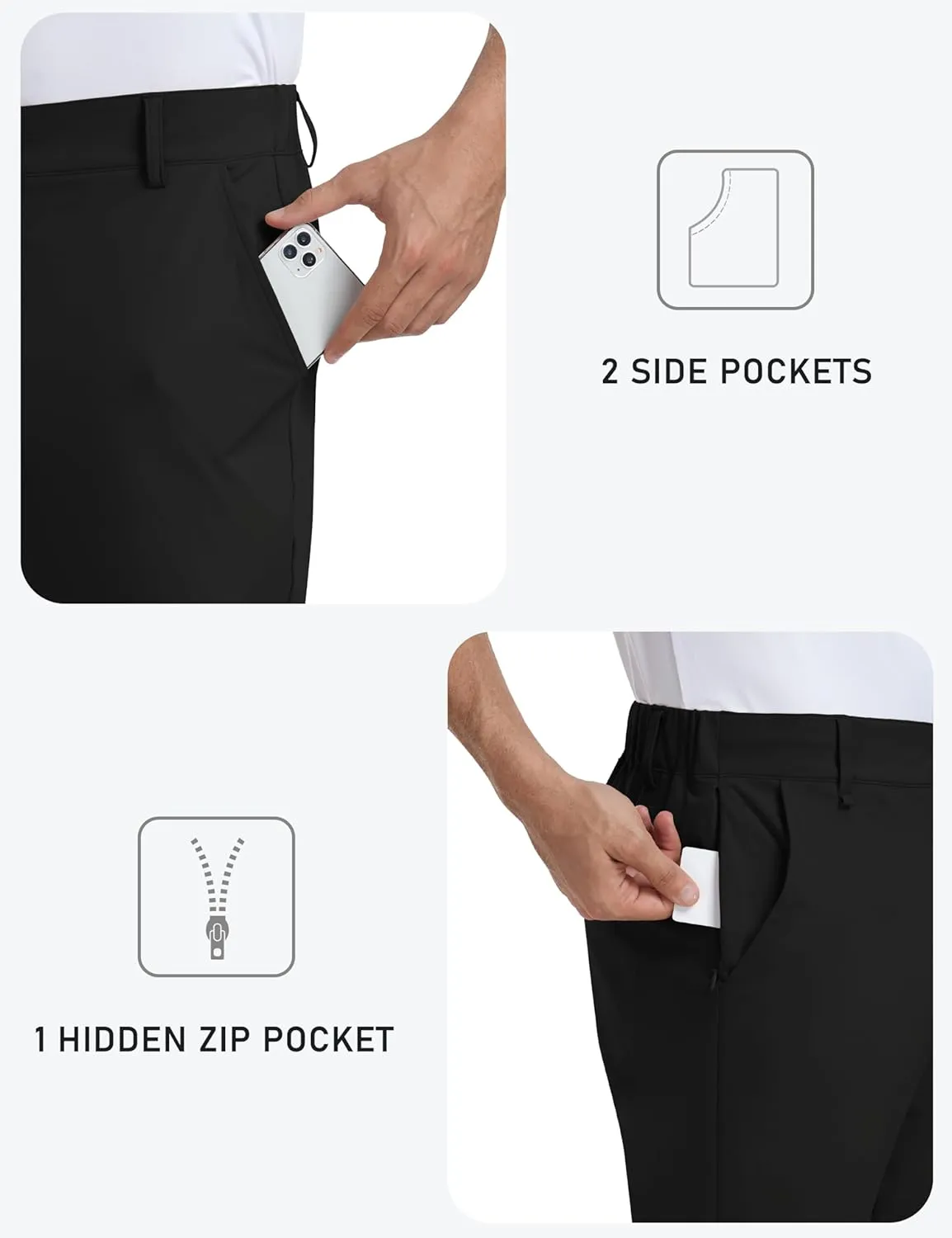 MoFiz Mens Golf Pant Joggers Stretch Pants 30"/32" Quick Dry Comfy Lightweight Casual Athletic Pant Trousers with Pockets