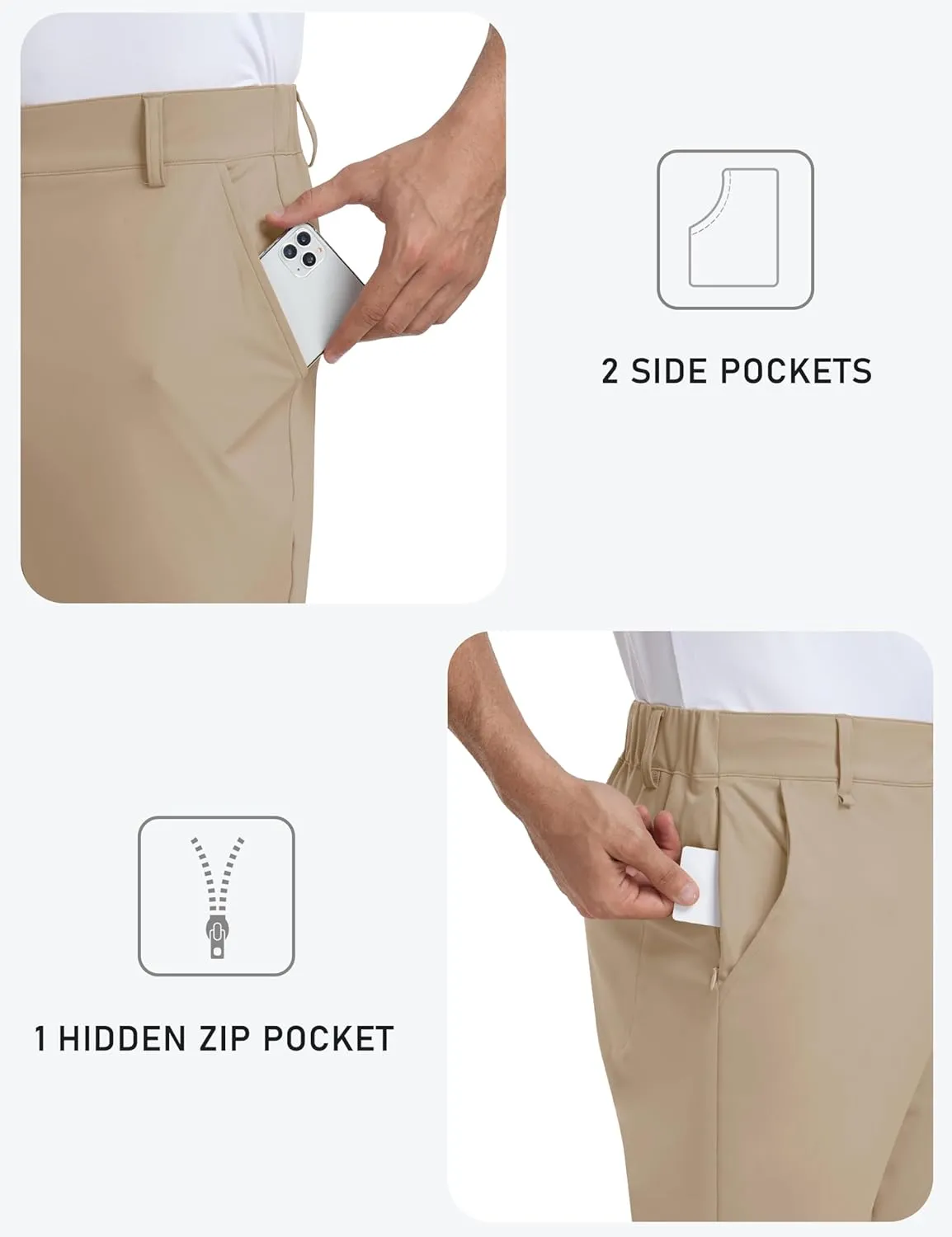 MoFiz Mens Golf Pant Joggers Stretch Pants 30"/32" Quick Dry Comfy Lightweight Casual Athletic Pant Trousers with Pockets