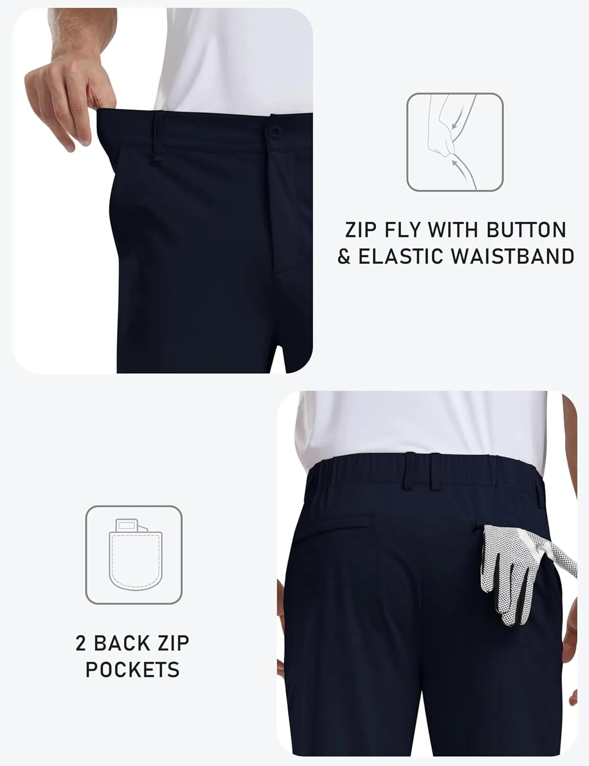 MoFiz Mens Golf Pant Joggers Stretch Pants 30"/32" Quick Dry Comfy Lightweight Casual Athletic Pant Trousers with Pockets