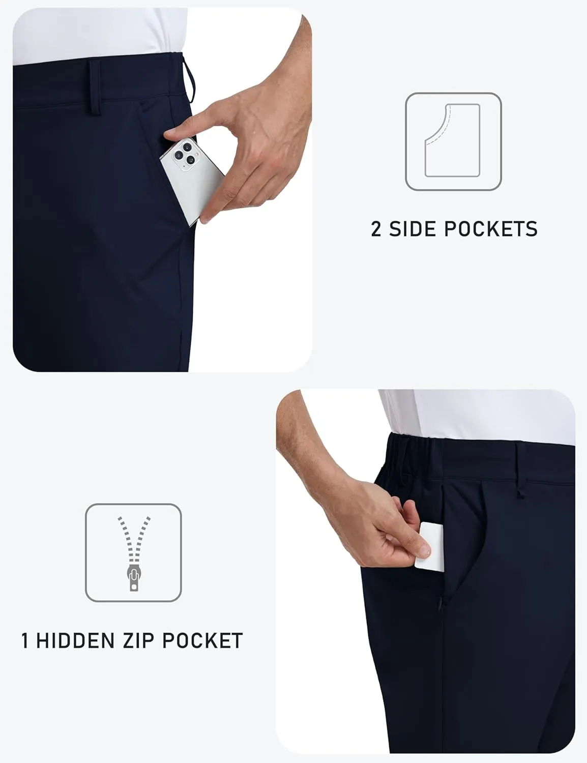 MoFiz Mens Golf Pant Joggers Stretch Pants 30"/32" Quick Dry Comfy Lightweight Casual Athletic Pant Trousers with Pockets