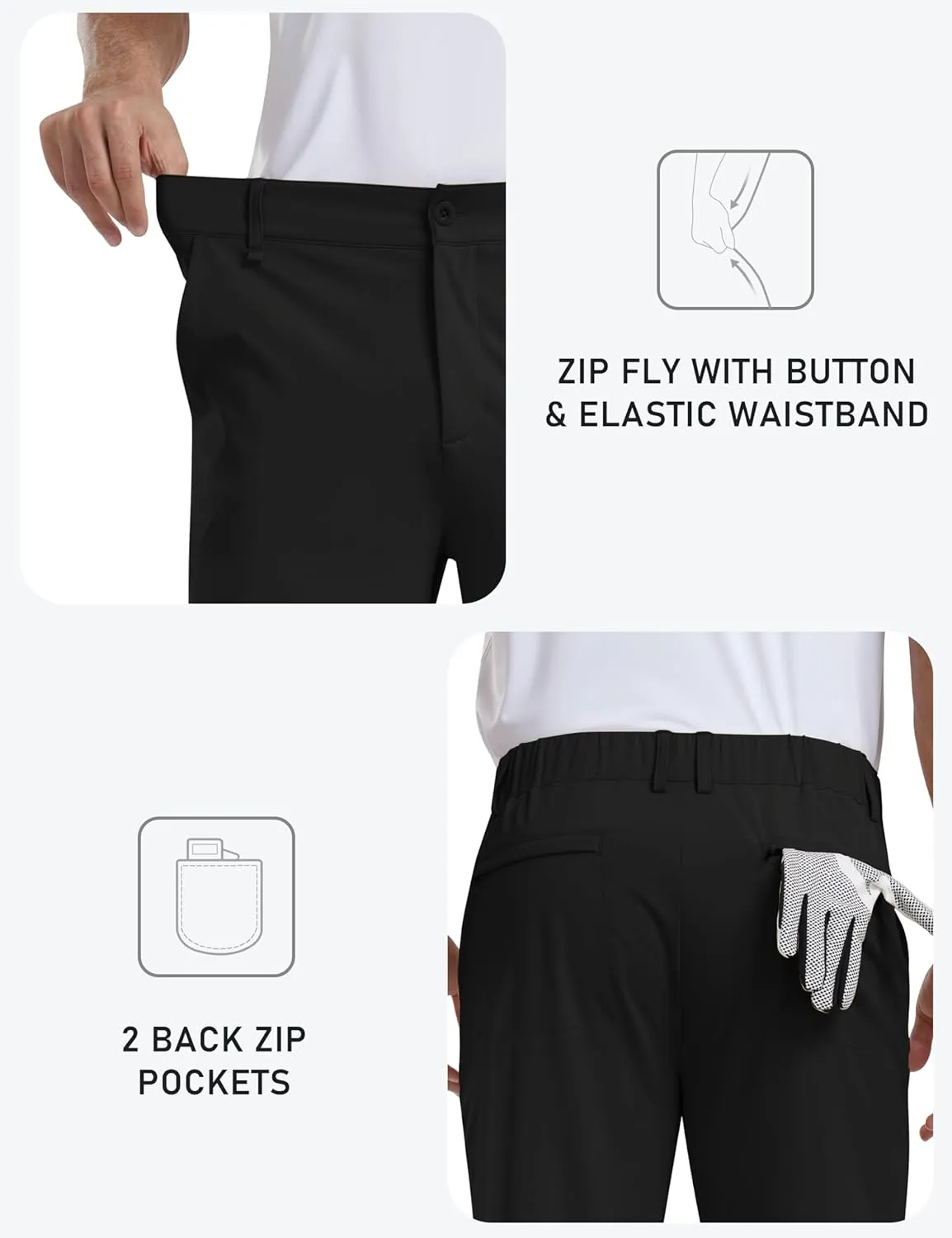 MoFiz Mens Golf Pant Joggers Stretch Pants 30"/32" Quick Dry Comfy Lightweight Casual Athletic Pant Trousers with Pockets