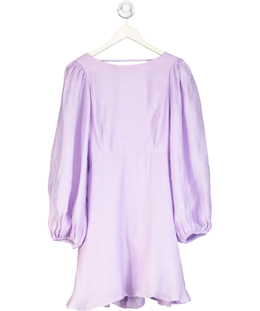 Nobody's Child Purple Lilac Balloon Sleeve Zola Mini Dress UK 10