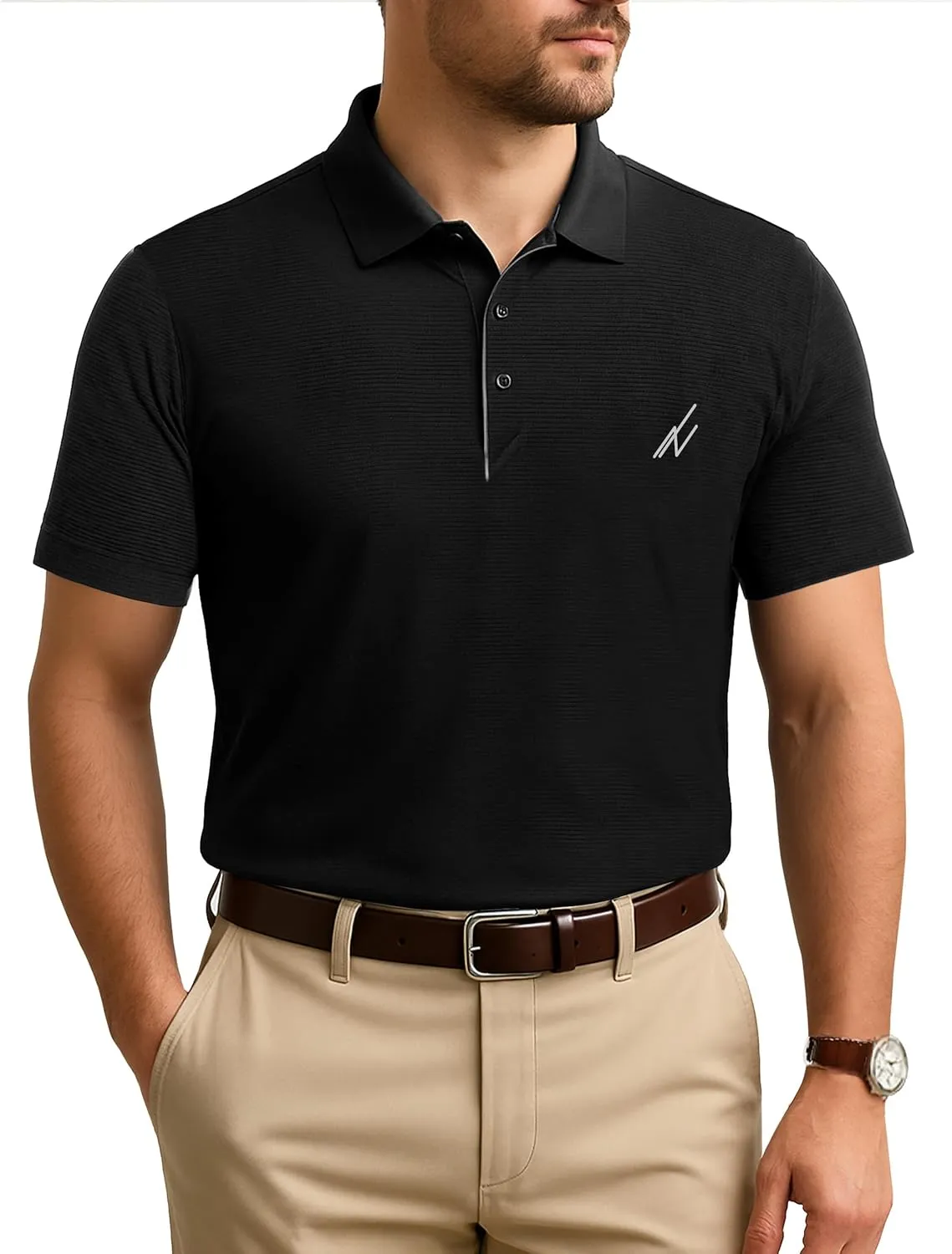 NY Threads Men's Golf Polo Shirt Moisture Wicking Quick Dry Performance Short Sleeves Polo Shirts for Men