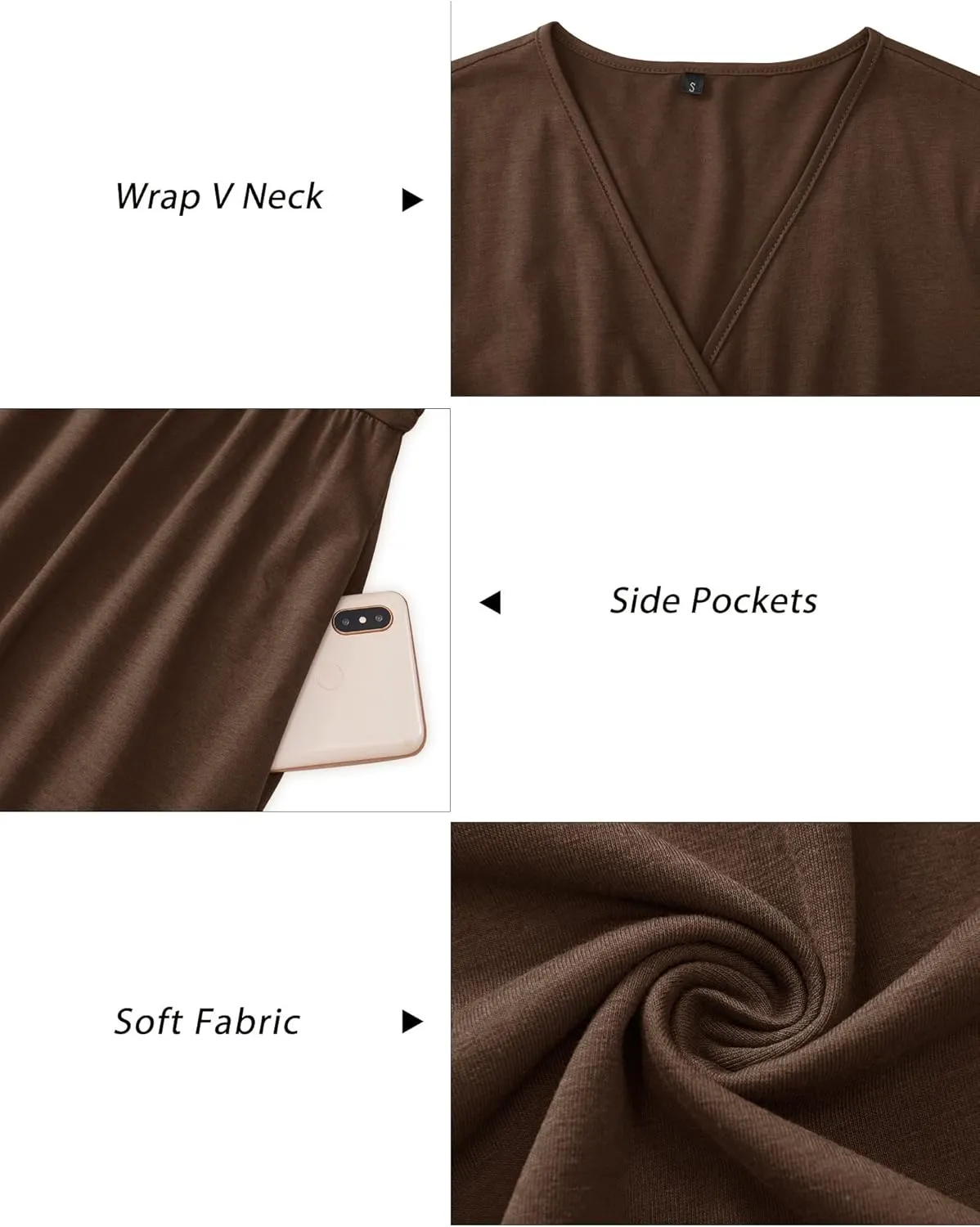 OUGES Women's Fall Winter Dresses for Women 2024 Long Sleeve V Neck Work Outfits with Pockets