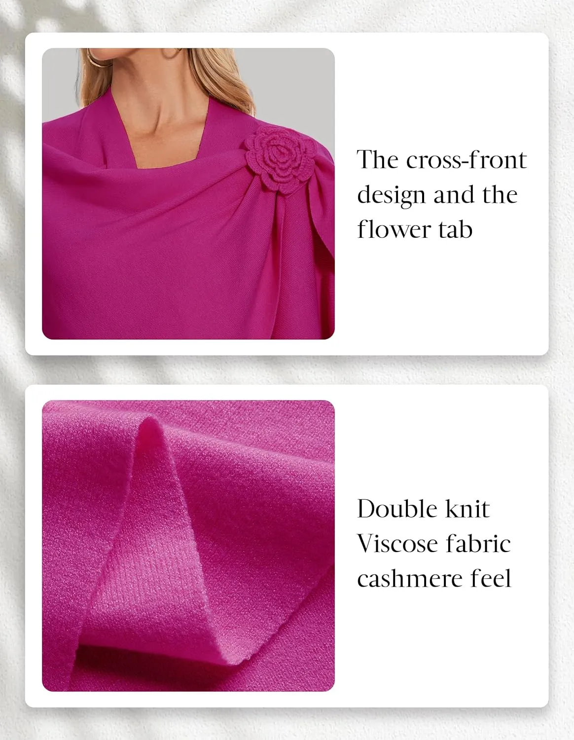 PULI Womens Elegant Cross Front Shawl Wraps Floral Wraps Soft Ponchos Cape Warm Travel Shawls