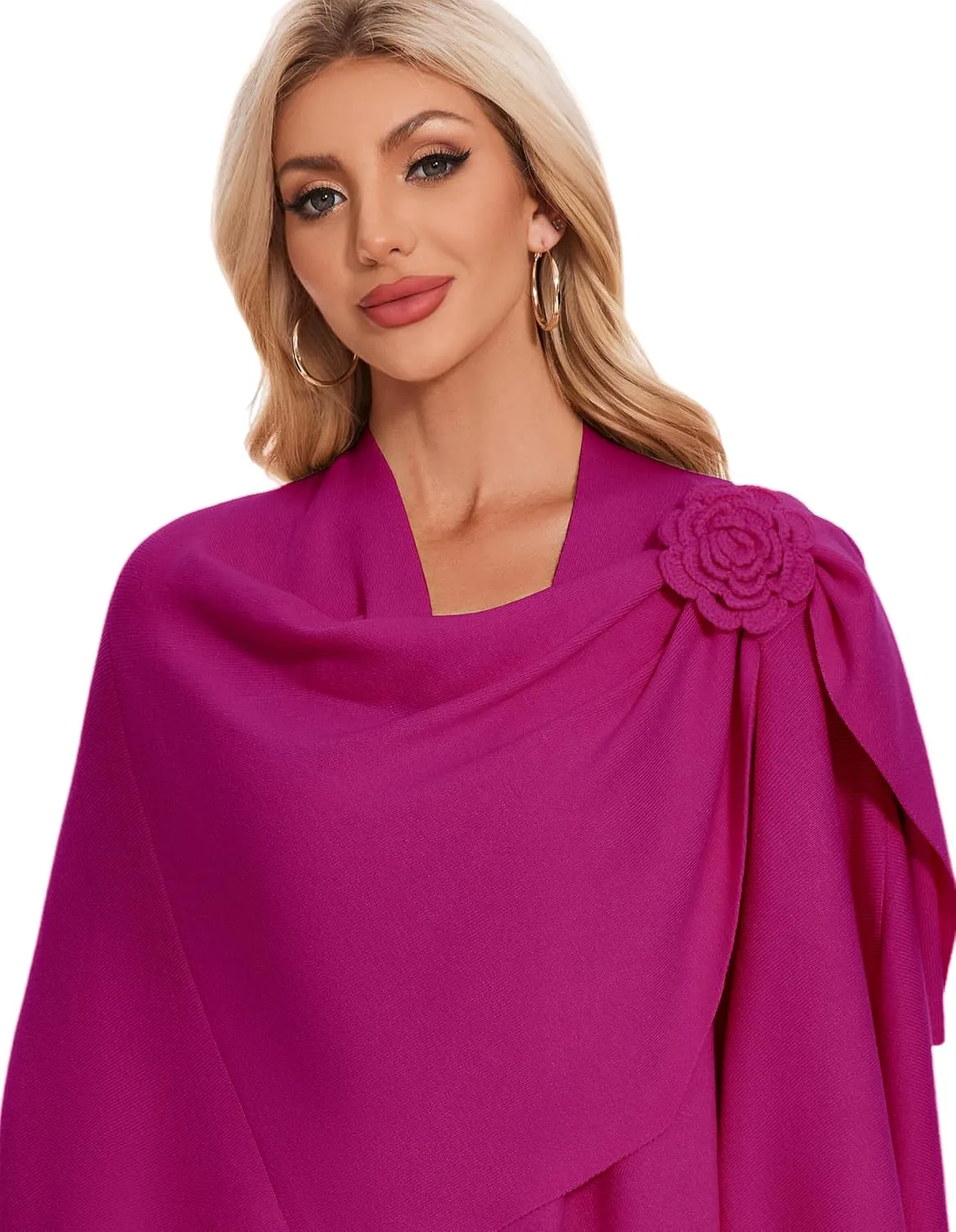 PULI Womens Elegant Cross Front Shawl Wraps Floral Wraps Soft Ponchos Cape Warm Travel Shawls