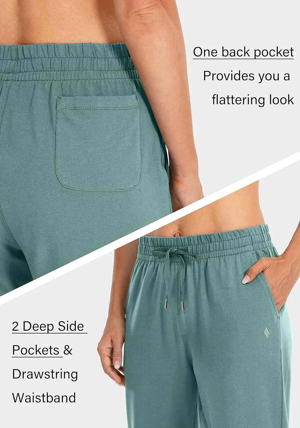 SANTINY Women's Cotton Sweatpants Yoga Lounge Casual Pants Open Bottom Sweat Pants for Women with Pockets