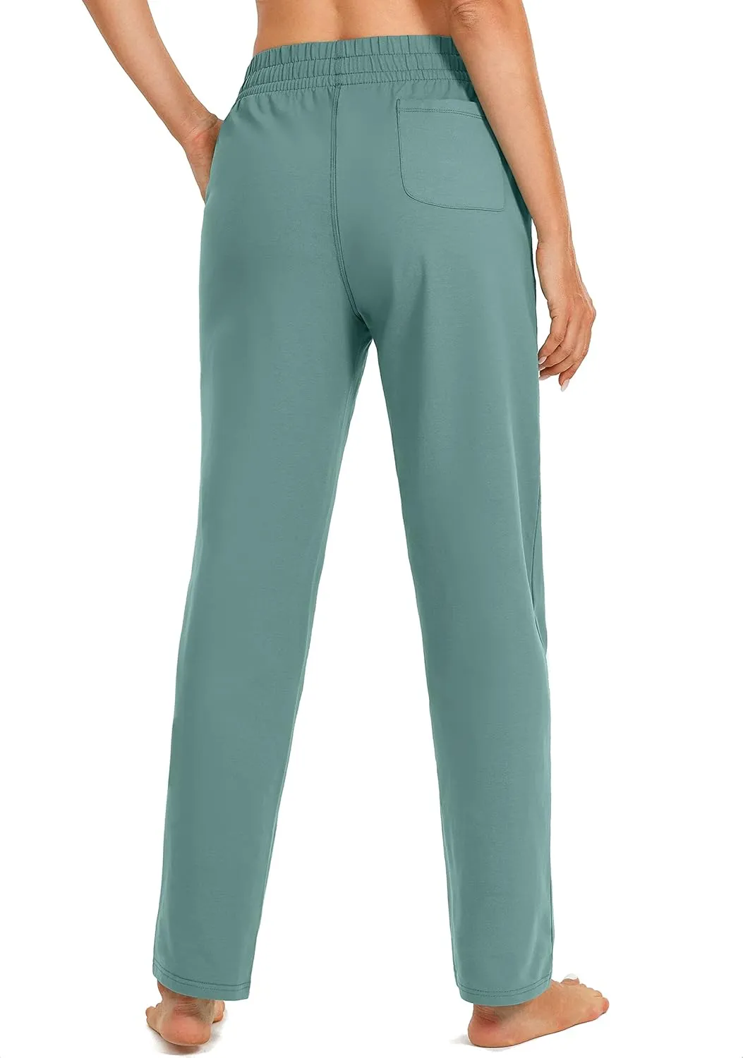 SANTINY Women's Cotton Sweatpants Yoga Lounge Casual Pants Open Bottom Sweat Pants for Women with Pockets