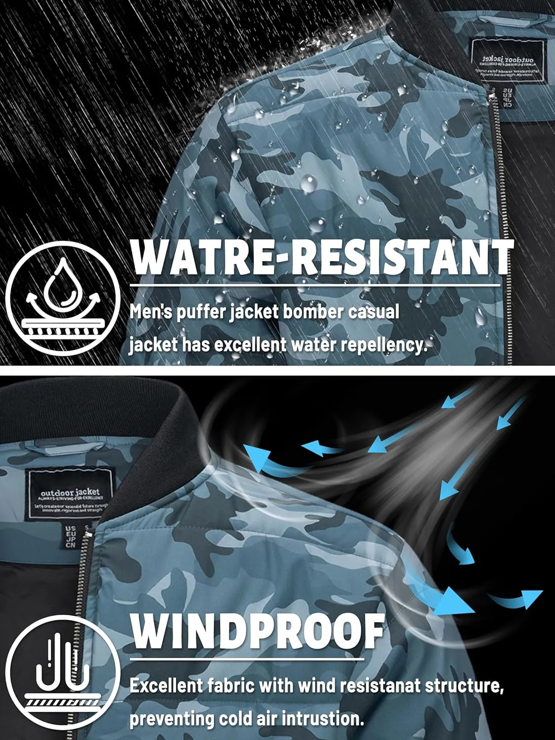 TACVASEN Puffer Jacket Men Quilted Mens Lightweight Jackets Water-Resistant Warm Padded Comfortable for Winter