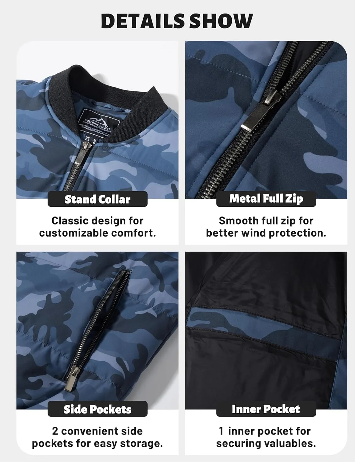 TACVASEN Puffer Jacket Men Quilted Mens Lightweight Jackets Water-Resistant Warm Padded Comfortable for Winter