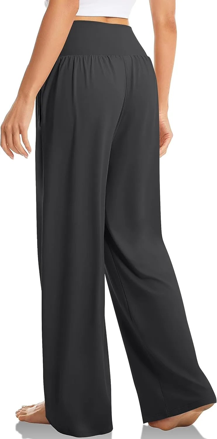TARSE Women's Wide Leg Casual Loose Pants Yoga Sweatpants Comfy Crossover High Waisted Lounge Pajama Flowy Pants with Pockets