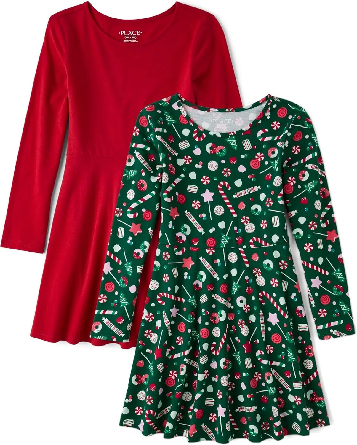 The Children's Place Girls' 2 Pack Long Sleeve Fashion Skater Dress