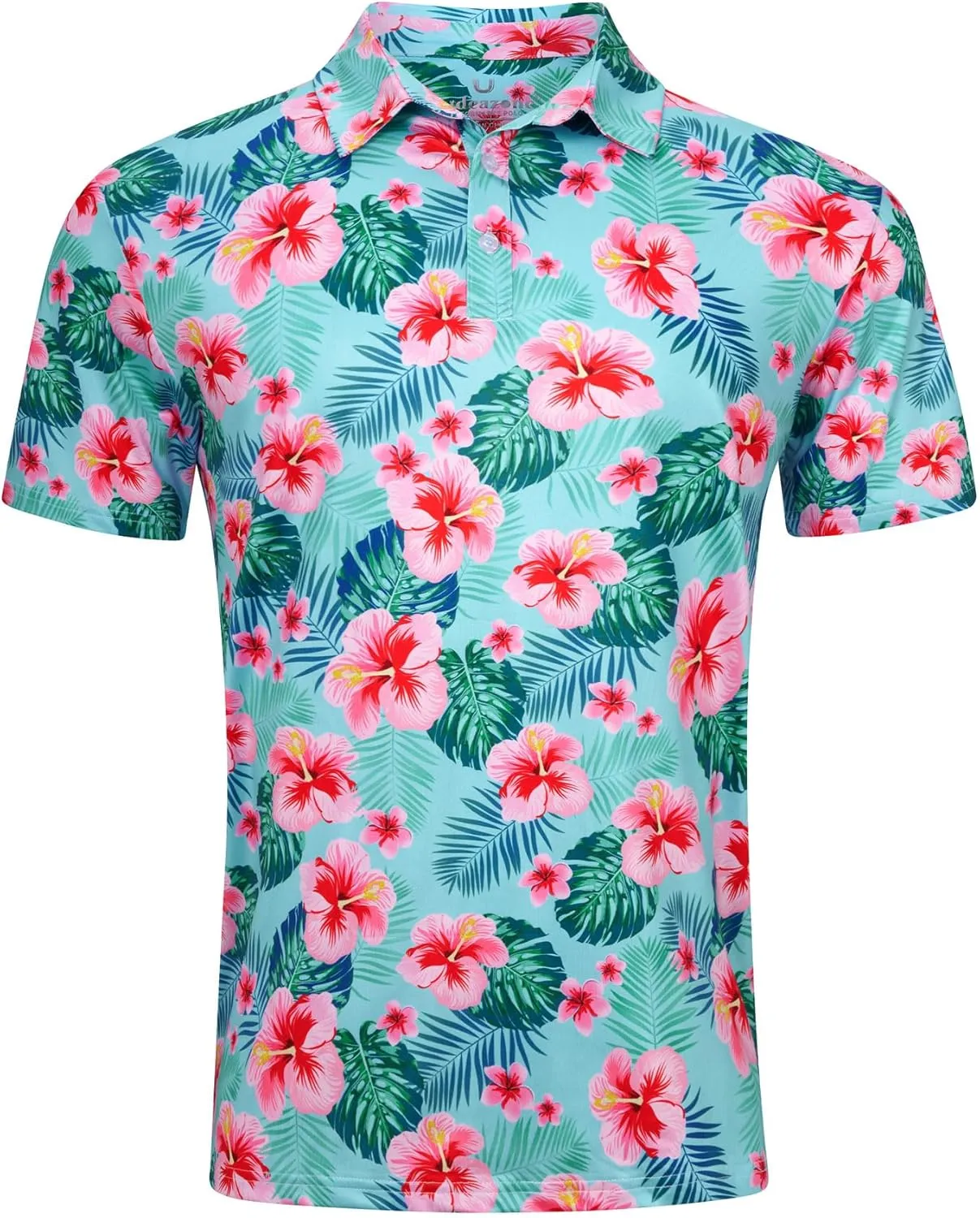 uideazone Mens Polo Shirts Short Sleeve Dry Fit 3D Print Moisture Wicking Funny Golf Shirt