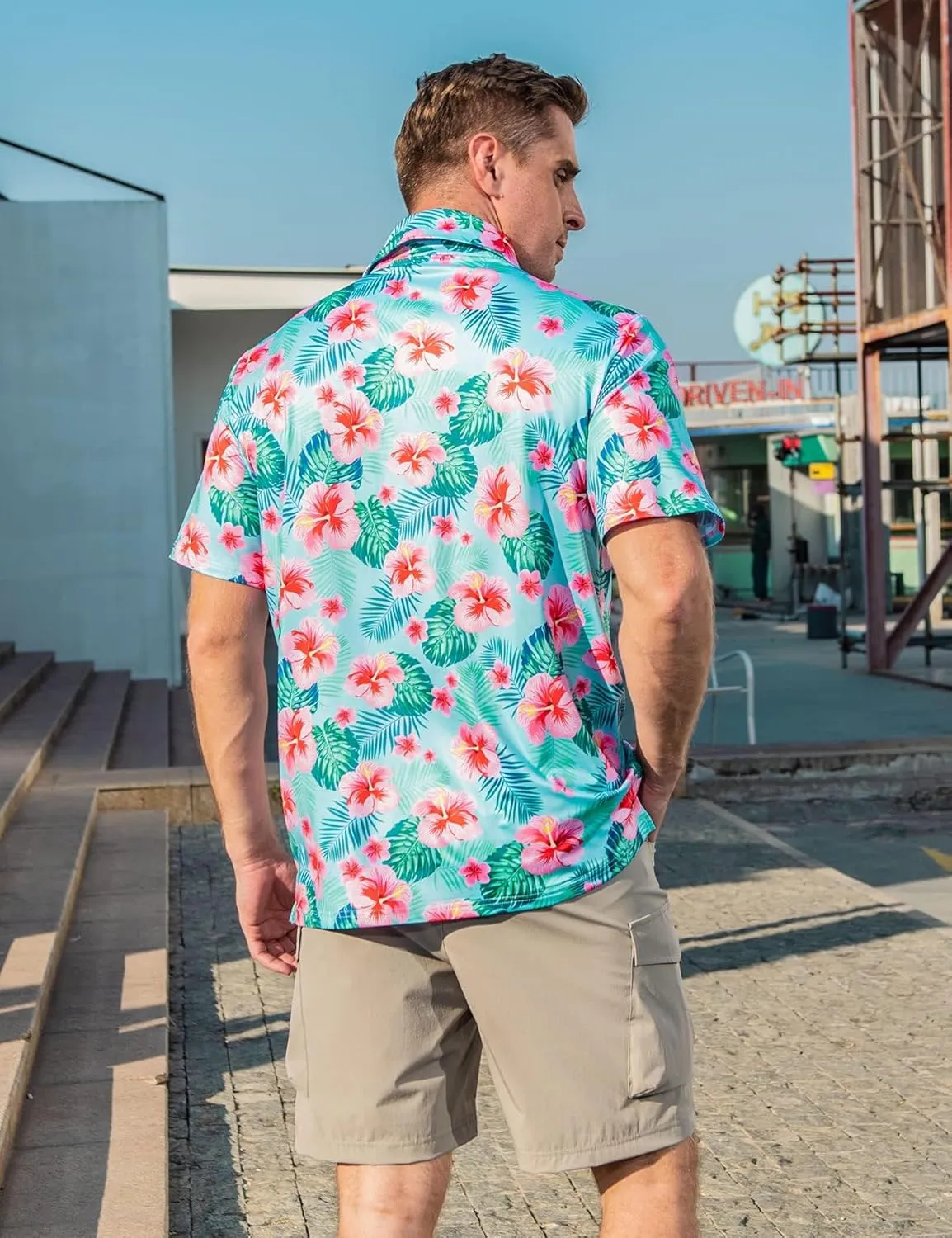 uideazone Mens Polo Shirts Short Sleeve Dry Fit 3D Print Moisture Wicking Funny Golf Shirt