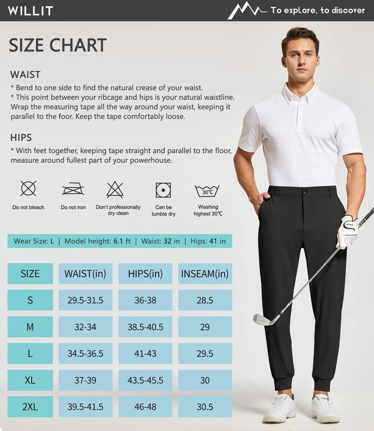 Willit Men's Golf Joggers Stretch Pants with 5 Pockets Slim Fit Sweatpants Work Dress Pants with Belt Loops