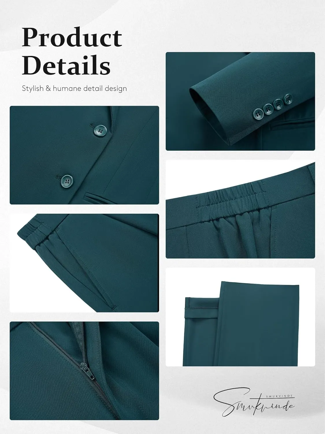 Women's 2 Piece Suit Two Button Business Casual Office Work Outfits Dressy Blazer Wide Leg Pants Set