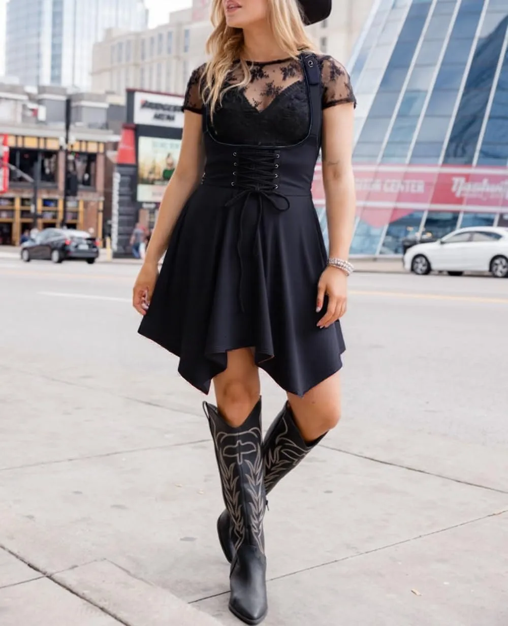 YOINS Women's Suspender Skirt Basic High Waist Versatile Flared Skater Skirt