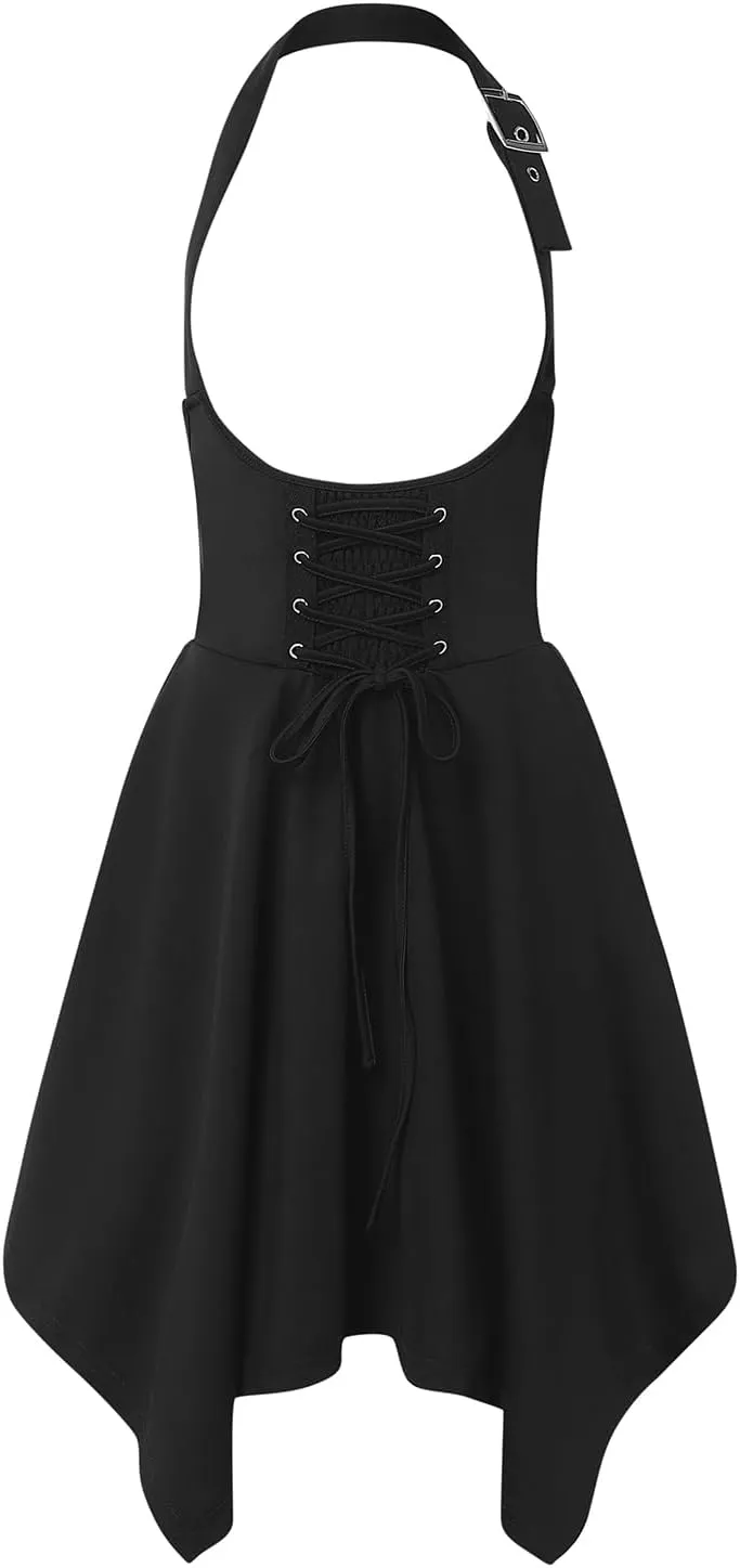 YOINS Women's Suspender Skirt Basic High Waist Versatile Flared Skater Skirt