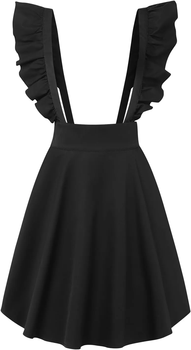 YOINS Women's Suspender Skirt Basic High Waist Versatile Flared Skater Skirt