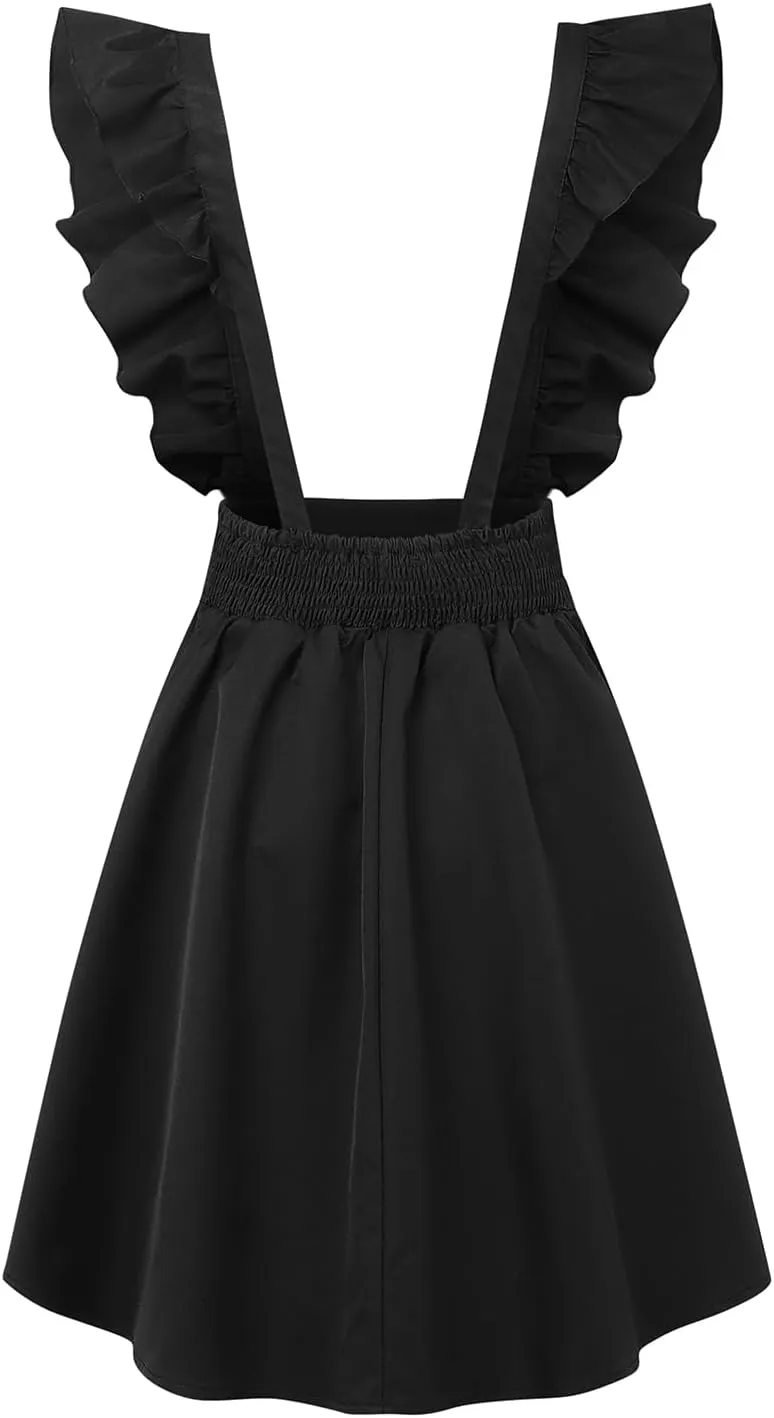 YOINS Women's Suspender Skirt Basic High Waist Versatile Flared Skater Skirt